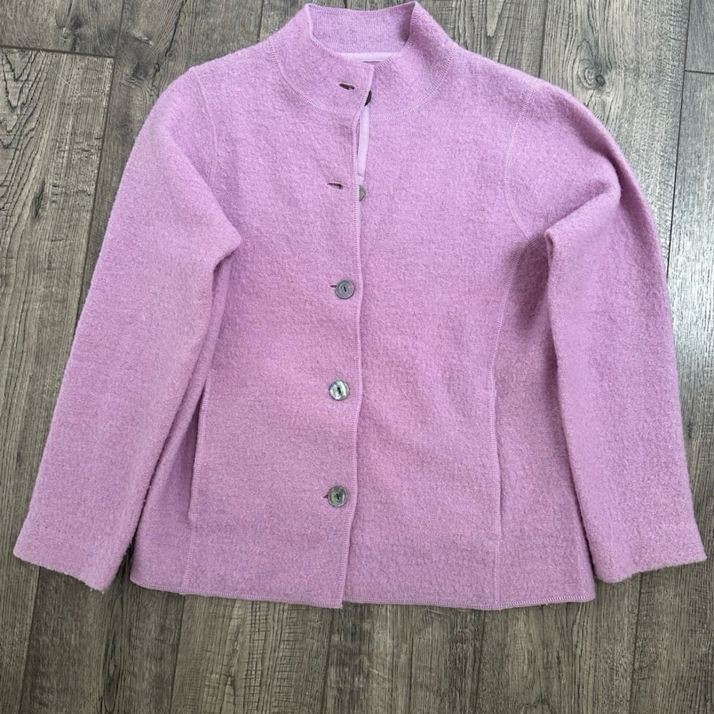 LL Bean Women’s Button Up Cardigan/ Jacket 100% Wool XS Lilac